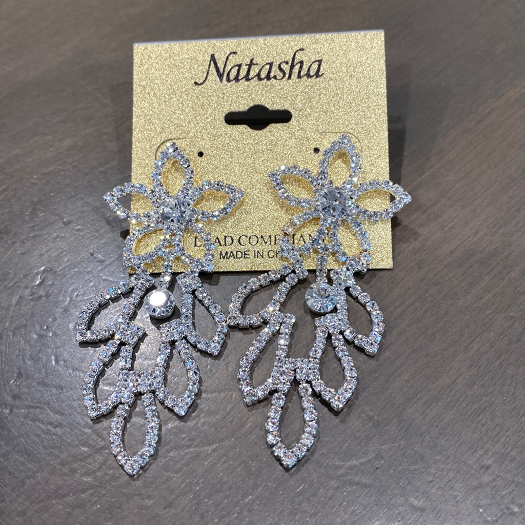 Natasha Nwt Cz Drop Earrings